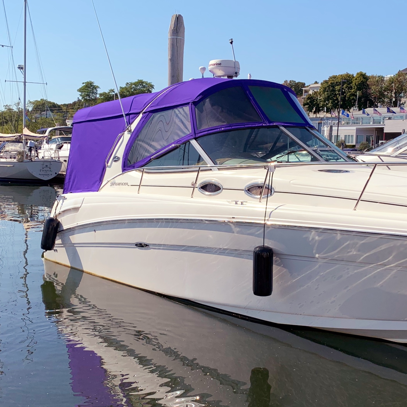 A distinctive purple cruiser enclosure
